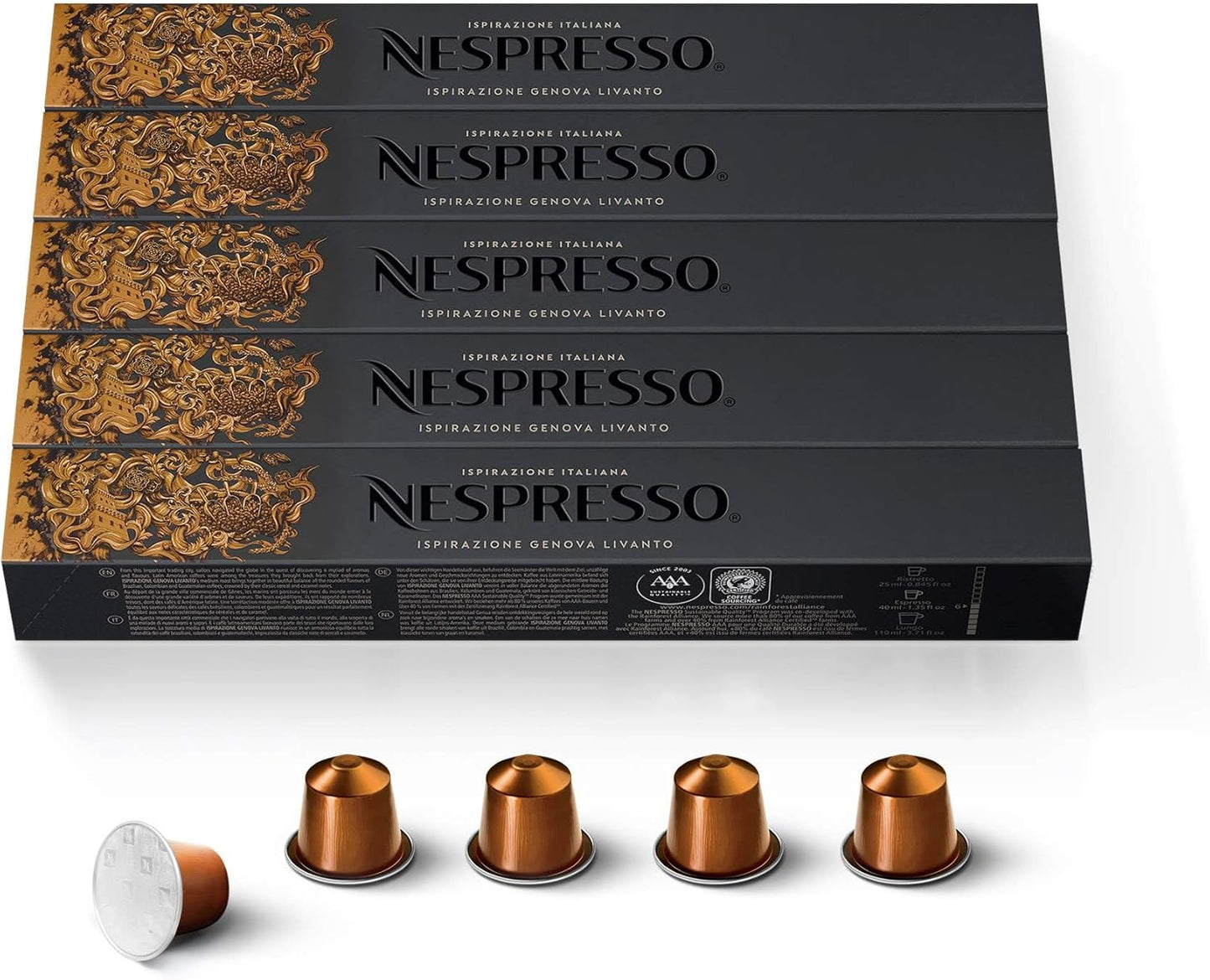 Nespresso Capsules Original Line, Livanto, Medium Roast Espresso Coffee, 50 Count Coffee Pods