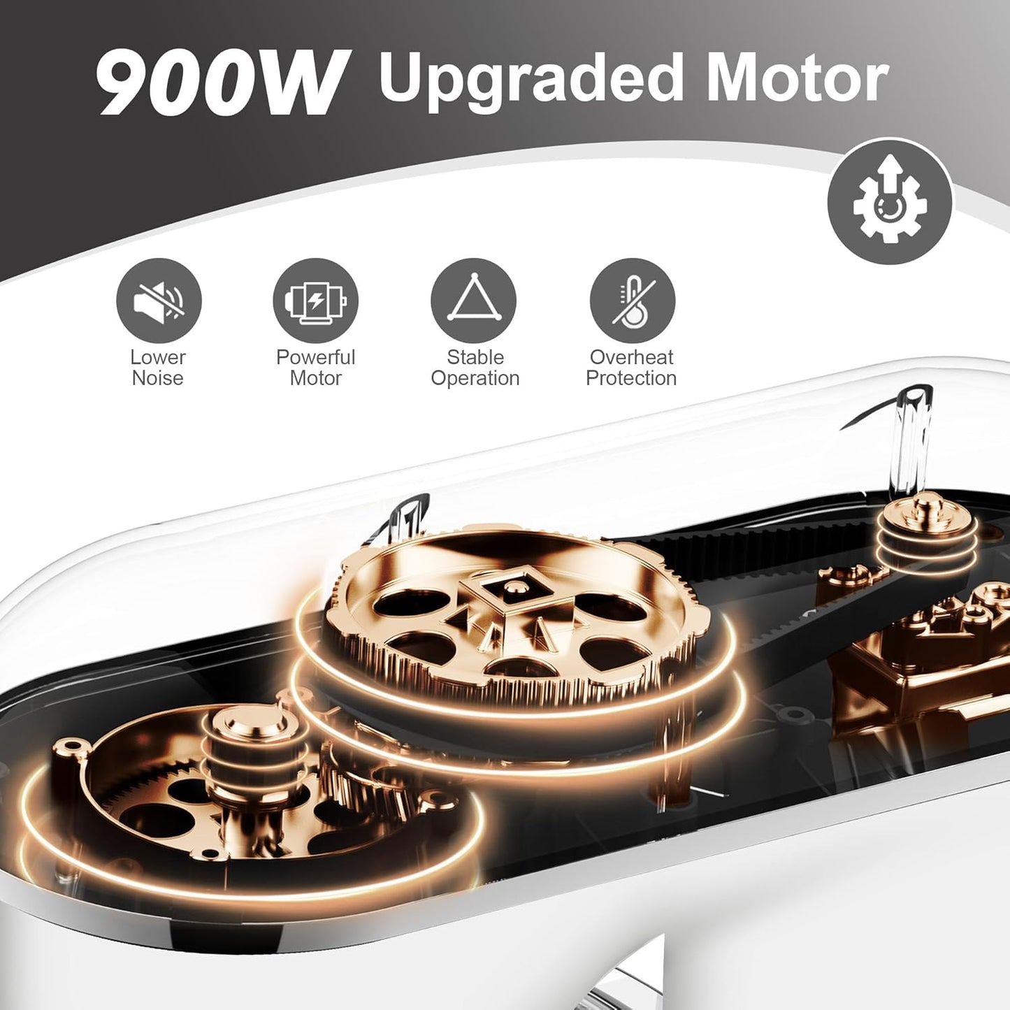 Kitchen in the box 7QT 900W 10-Speed Stand Mixer, Tilt-Head Kitchen Electric Mixer with Dough Hook, Whisk & Flat Beater(Frost White)