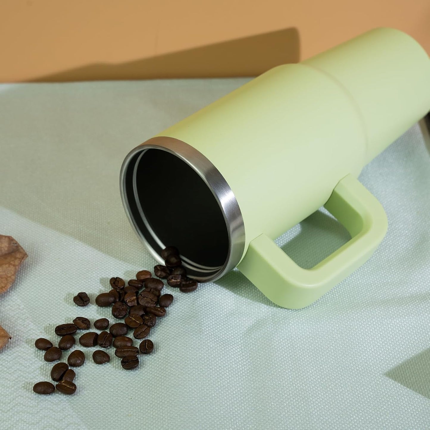 BJPKPK Tumbler With Handle 40 oz Stainless Steel Insulated Tumbler With Lid And Straw For Water Or Ice Coffee,Macaron Green