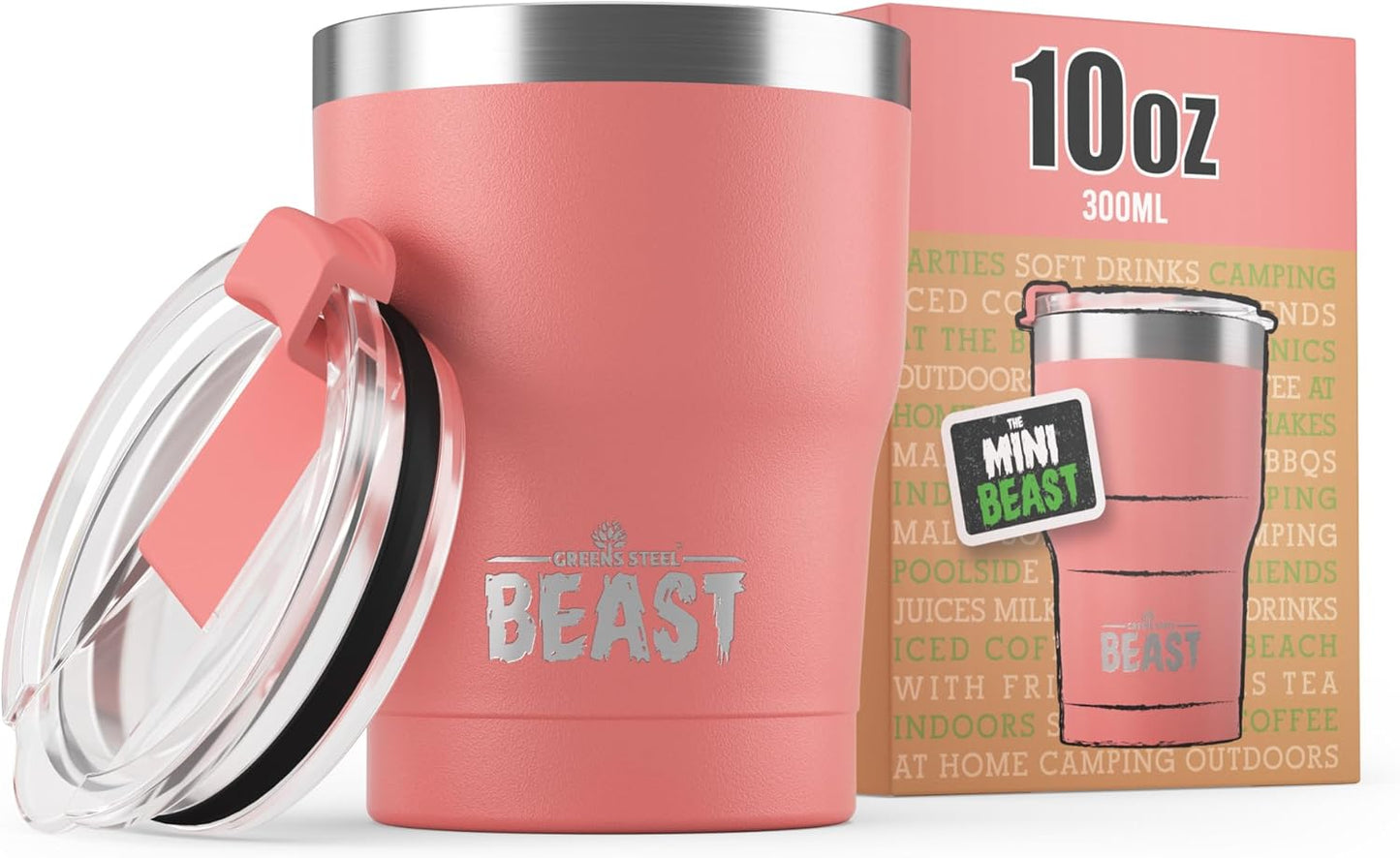 Beast 10 oz Tumbler Stainless Steel Vacuum Insulated Coffee Ice Cup Double Wall Travel Flask (Blossom Pink)