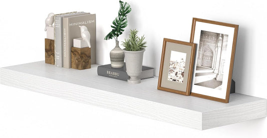 Vivelove 10 inch Deep Wall Shelves 36 inche Long, 1.8 Thick Single Floating Shelf Wall Mounted, Heavy Duty 70 lbs Shelves for Bedroom, Books, Living Room, Kitchen, Office Modern Farmhouse Decor, White