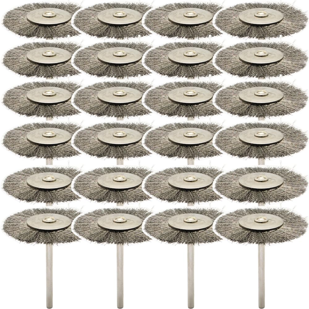 20PCS T-shaped Wire Brushes - Metal Rust Removal, Polishing, Cleaning - 38mm Diameter, 3mm Shaft - Removes Burrs, Dust, and Oxide Layer - Handles Rough Surfaces - Designed for Industrial and DIY Use