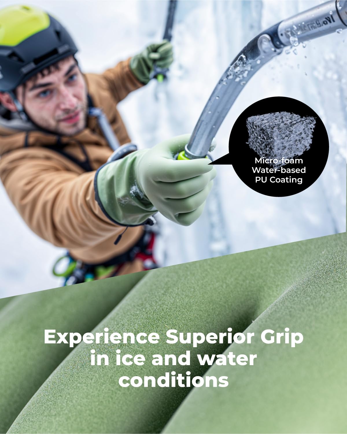 Waterproof Winter Gloves with Grip, Balaena Freezer Gloves for Light Duty Work & Outdoor Adventure, Hiking, Farming, Washing, Ice Fishing, Green, Small