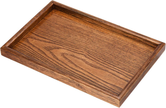 PATIKIL Wood Serving Tray 30x20cm/12x8 Inch Outer Base, Rectangular Decorative Platter for Home Decor Kitchen Table Candle Holder, Brown