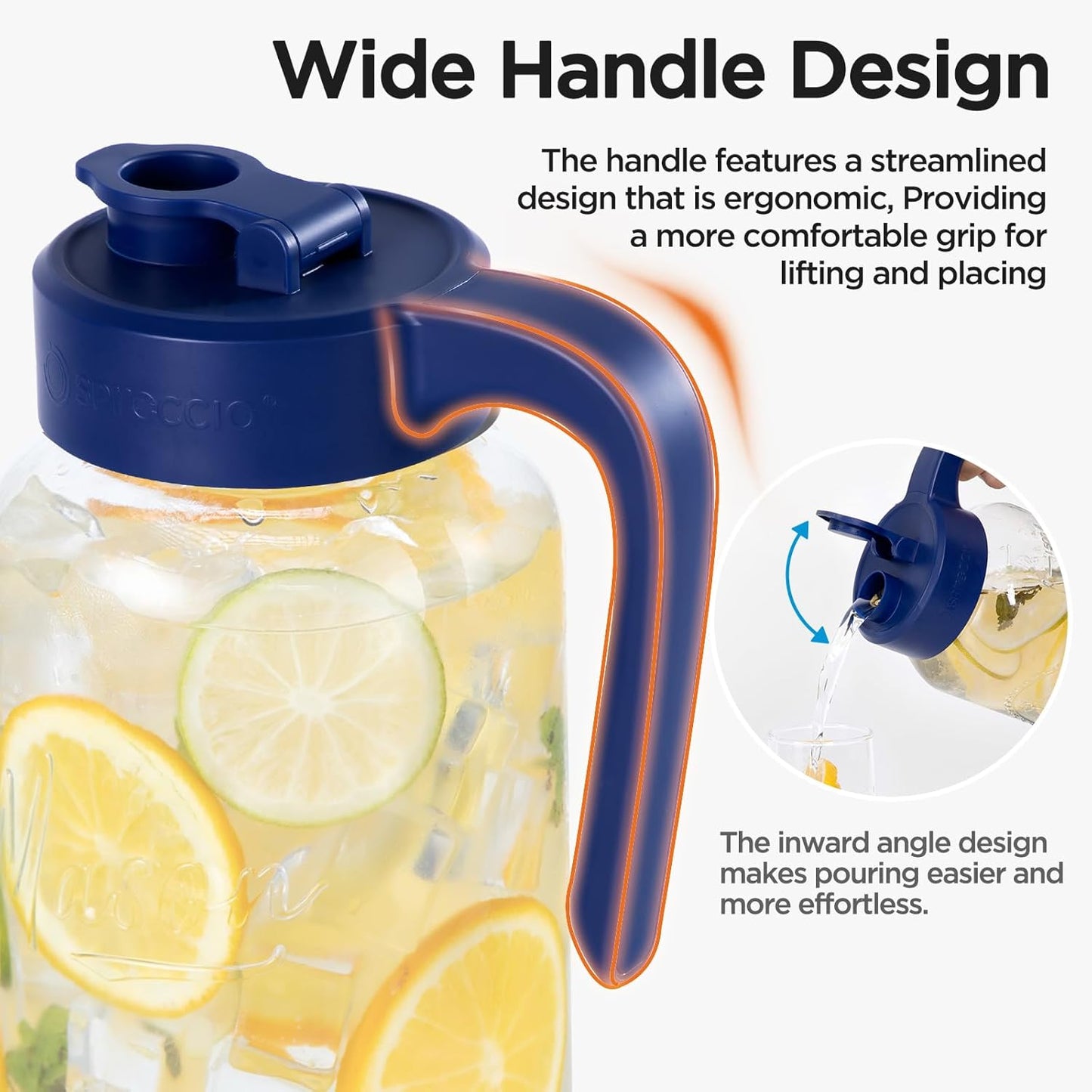 Mason Jar Pitcher - Airtight & Leakproof Glass Pitcher with Lid[set of 2], Perfect for Breastmilk, Cold Brew, and Sun Tea, 2 Quart (64 oz) Mason Jar with Pour Spout Lid