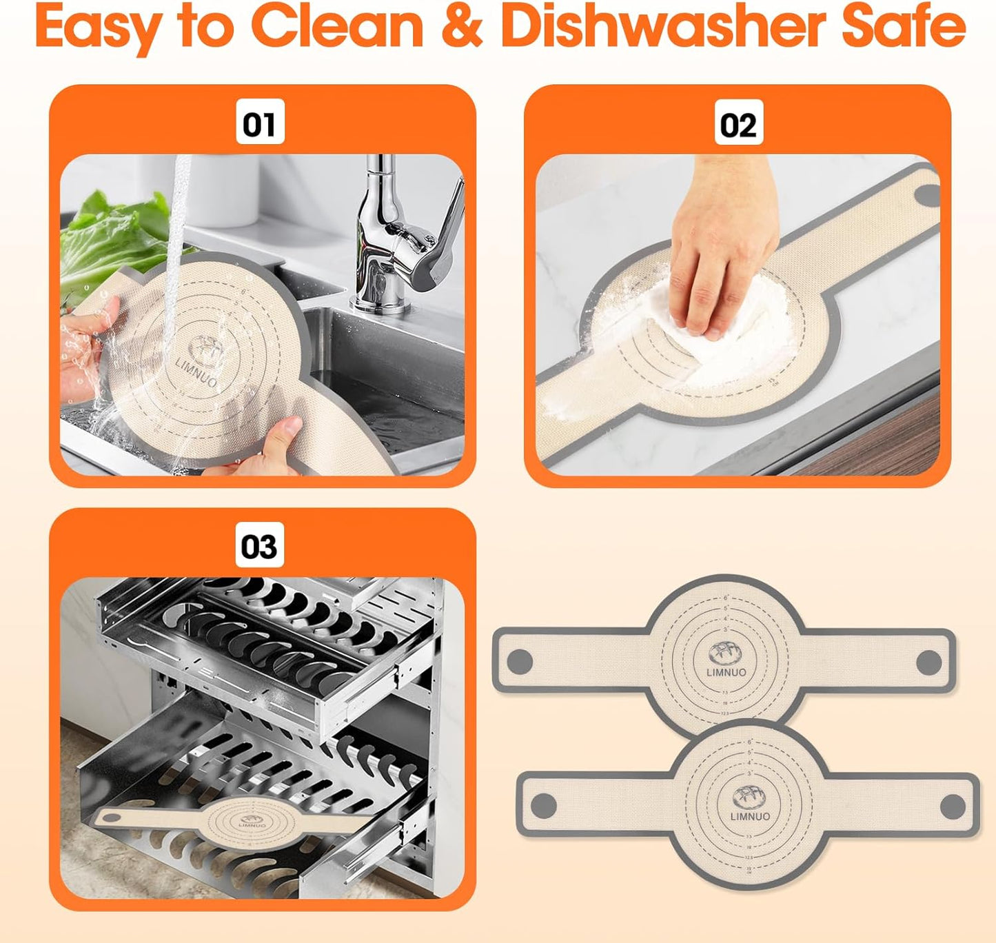 Silicone Bread Sling Dutch Oven，2 PCS Silicone Baking Mat Set，Non-Stick & Easy Clean Reusable Bread Mat With Extra Long Handles, Bread Baking Mat for Sourdough Transfer