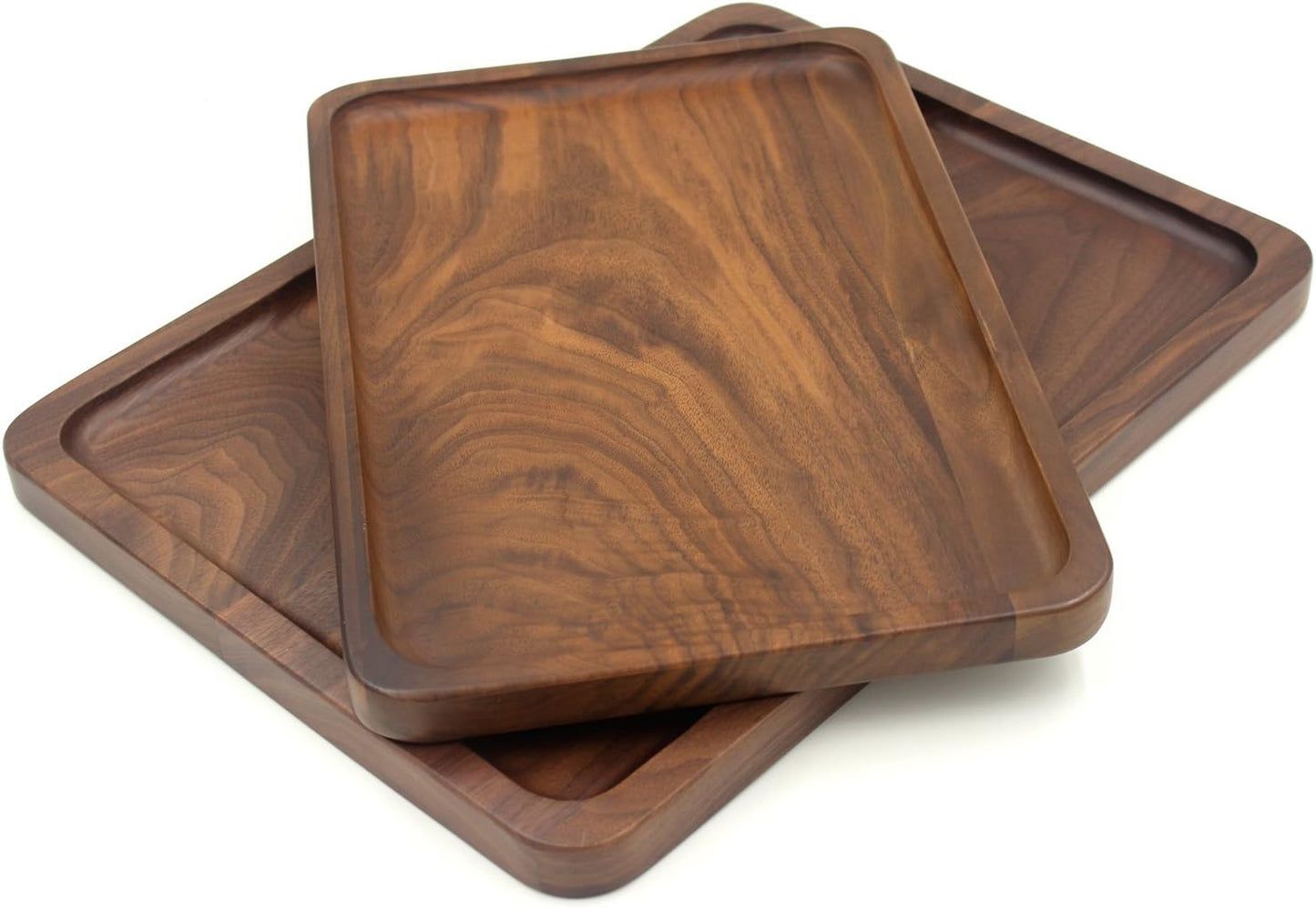 Bamber Wood Serving Tray Wooden Decorative Coffee Tea Platter Black Walnut 15.3 x 11.4 Inches