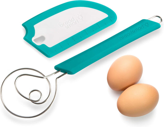 Artisan Bread Whisk and Bench Scraper Duo - Essential Dough Mixer Tools - Sourdough Bread Baking Supplies
