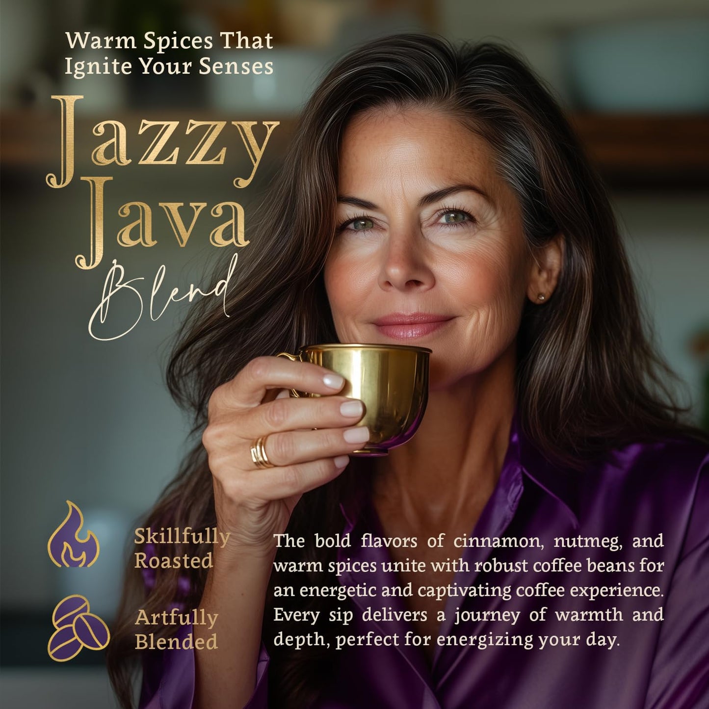 Jazzy Java – Spiced & Nutty Flavored Whole Bean Coffee – Organic, Medium Roast, 100% Arabica, Single Origin – Naturally Flavored – by Coffea Flavor