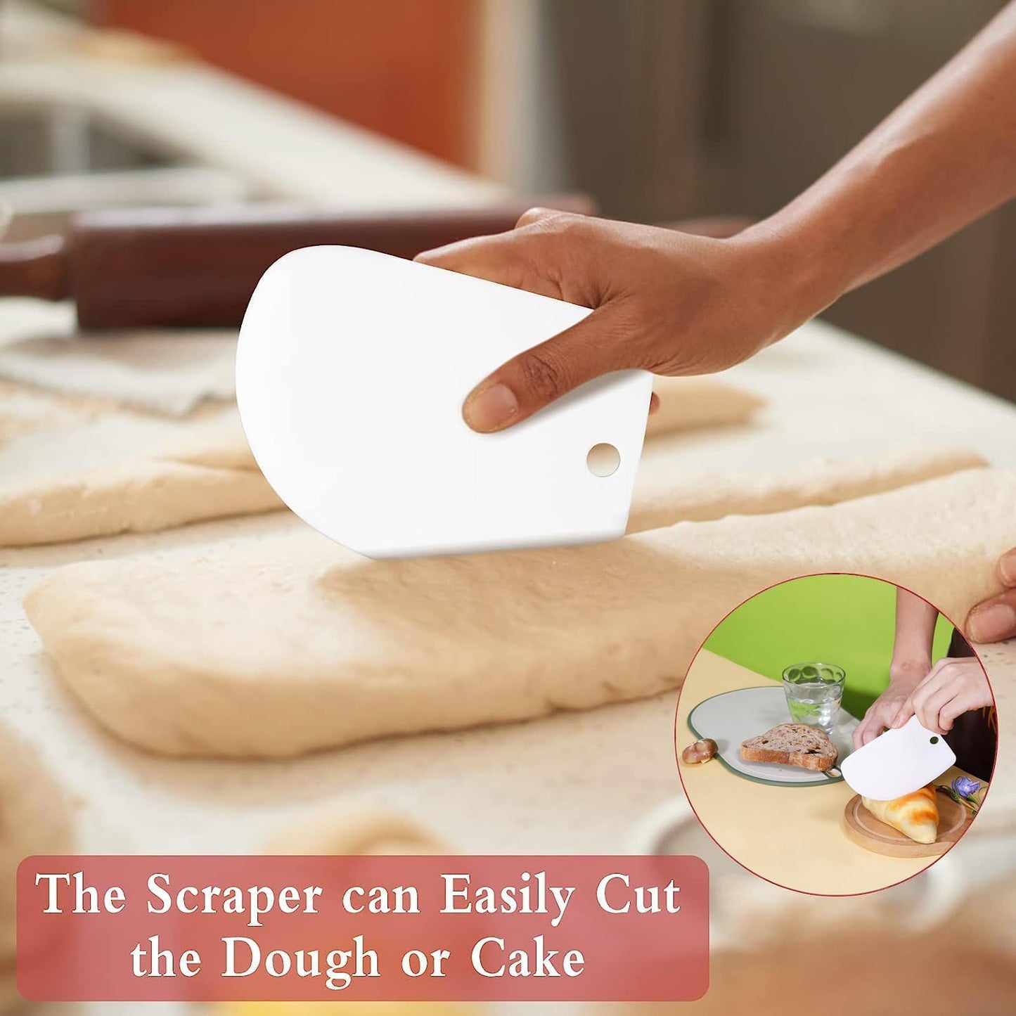 Plastic Scraper Tool Set,Bread Dough Scraper Dough Cutter,Flexible Plastic Bench Scraper For Baking,12Pcs Cake Scraper Smoother(White).