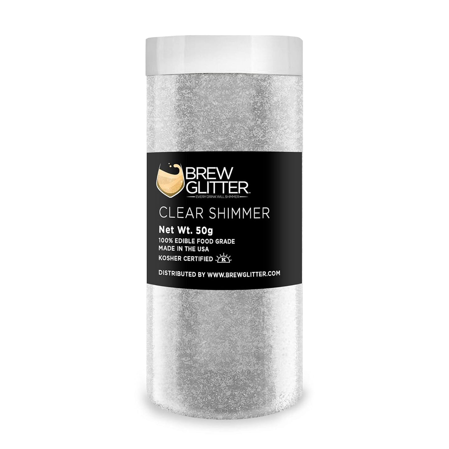 Brew Glitter - Clear Shimmer (50g 1x Jar) | Edible Glitter for Cocktails, Mocktails and Beverages