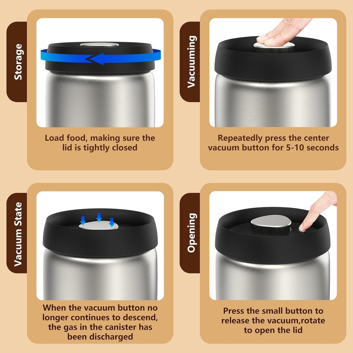 Vacuum Glass Jar with Airtight Lid,61floz/1800ml Borosilicate Glass Coffee Canister Container,Perfect for Coffee Beans & Grounds,Loose Leaf Tea,Candy,Sugar,Nuts,Spices