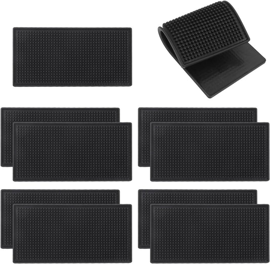 10 Pack 6 x 12 Inch Rubber Bar Mats, 12" x 6" Black Bar Service Mat for Countertop, Bartending, Efficient and Stylish Solution for Every Bartending Need,by KUKLIPJIM
