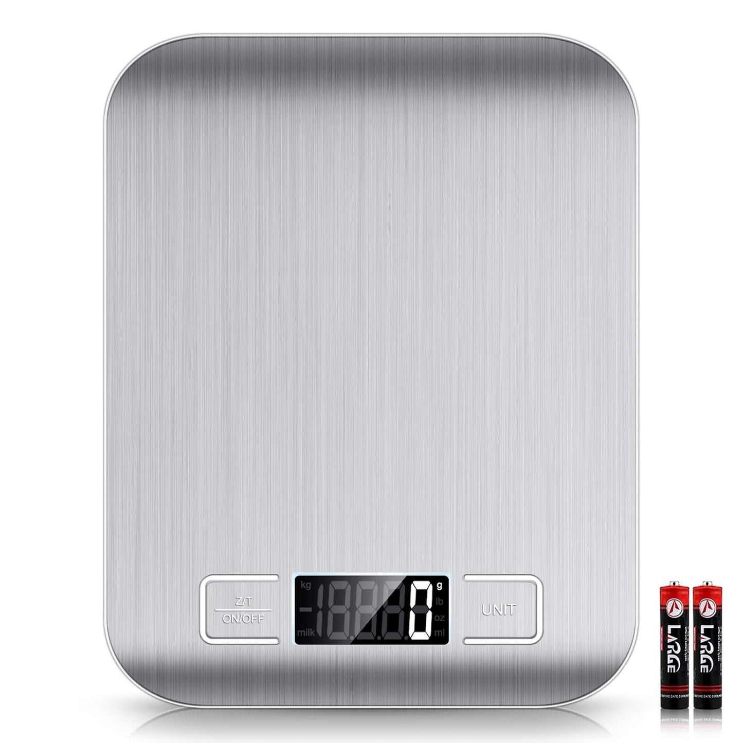 Mik-Nana Food Scale, 22lb Digital Kitchen Scale Weight Grams and Oz for Baking and Cooking, 1g/0.1oz Precise Graduation, Easy Clean Stainless Steel