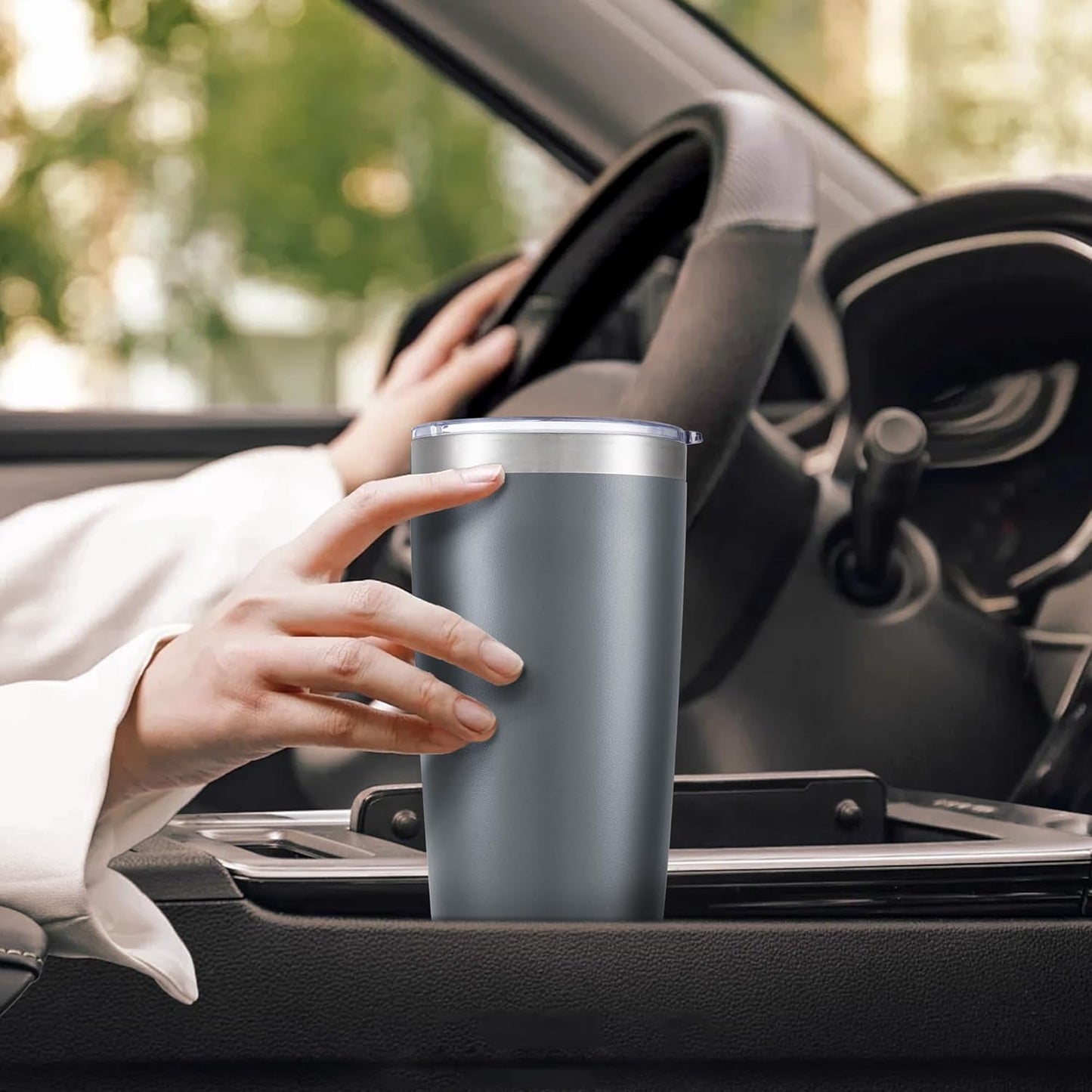 20 oz Tumbler with Lid Stainless Steel Insulated Tumblers Bulk Double Wall Vacuum Cups Powder Coated Travel Mug Keep Drinks Cold and Hot, Grey, 12 Pack