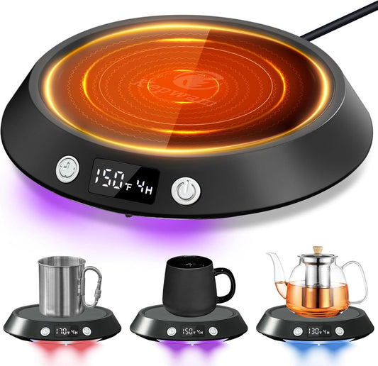 Coffee Mug Warmer - 55W Electric Coffee Warmer for Desk 3 Temp Settings & 2-9 Timer Smart Cup Warmer for Desk Candle Warmer Plate with LED Lights Beverage Tea Milk Warmer for Home & Office