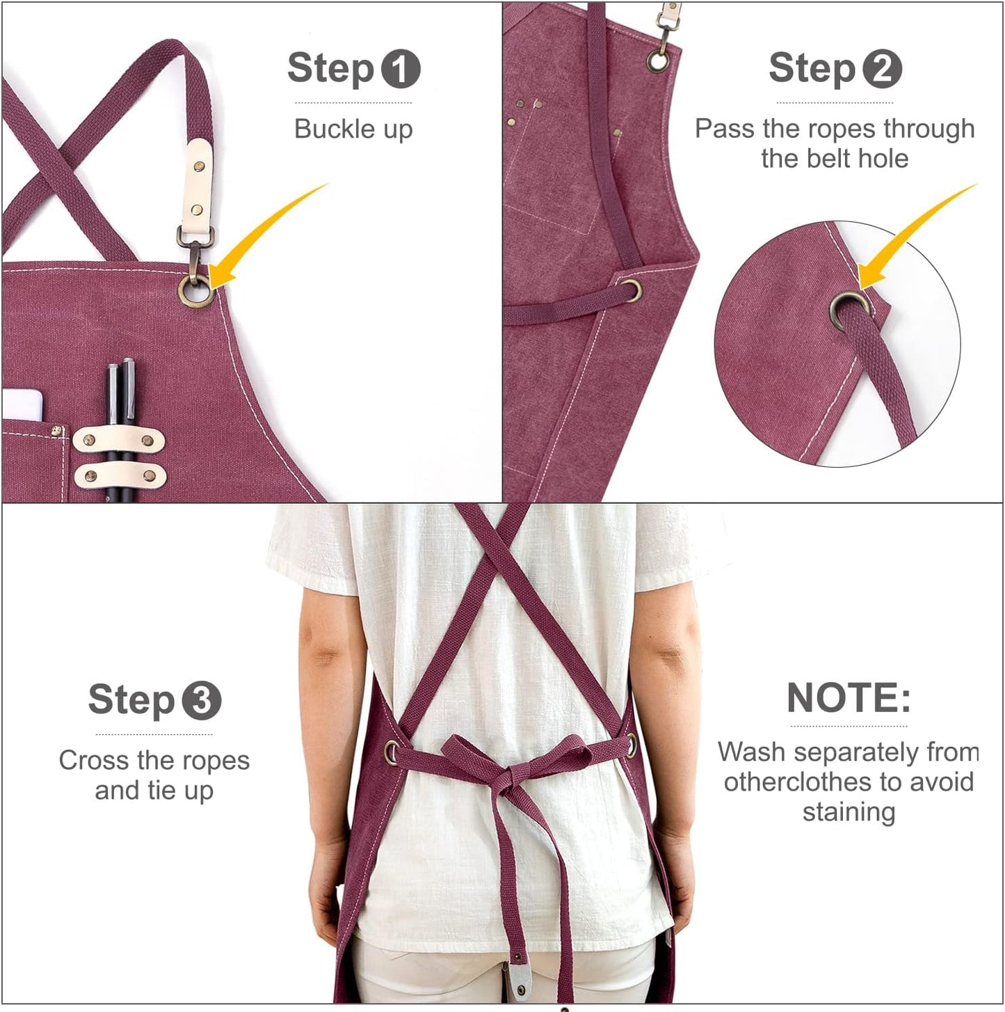 Cotton Canvas Cross Back Apron for Art Painting Garden Chef Bartender Work,Women Men 3 Pockets Waterproof Adjustable M-XXL