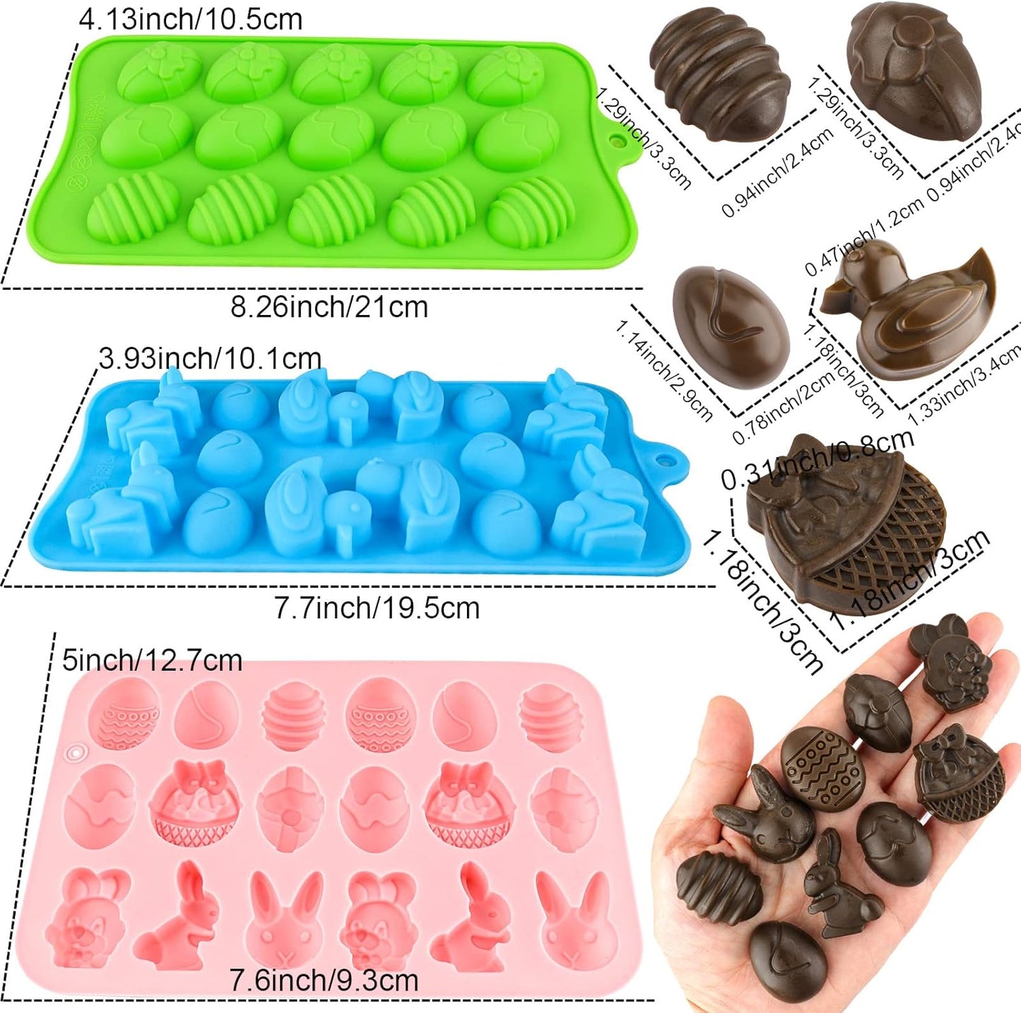 Easter Egg Silicone Mold for Chocolate 5 Packs Egg Shaped Mold Baking Pan for Easter Party Hot Chocolate Bombs Fondant Candy Jelly Dome Mousse Cake Topper Making