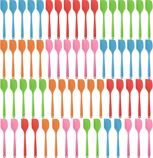 Irenare 65 Pcs Mini Silicone Spatulas Bulk 8.3 Inch Heat Resistant Scrapers Rubber Spatulas Seamless Design Non Stick Flexible for Kitchen Use Cooking Baking Mixing