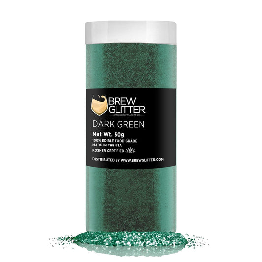 Dark Green BREW GLITTER Edible Glitter For Drinks, Cocktails, Beer, Garnish Glitter & Beverages | KOSHER & HALAL Certified | 100% Edible & Food Grade | Vegan, Gluten, Nut Free (50g, Dark Green)