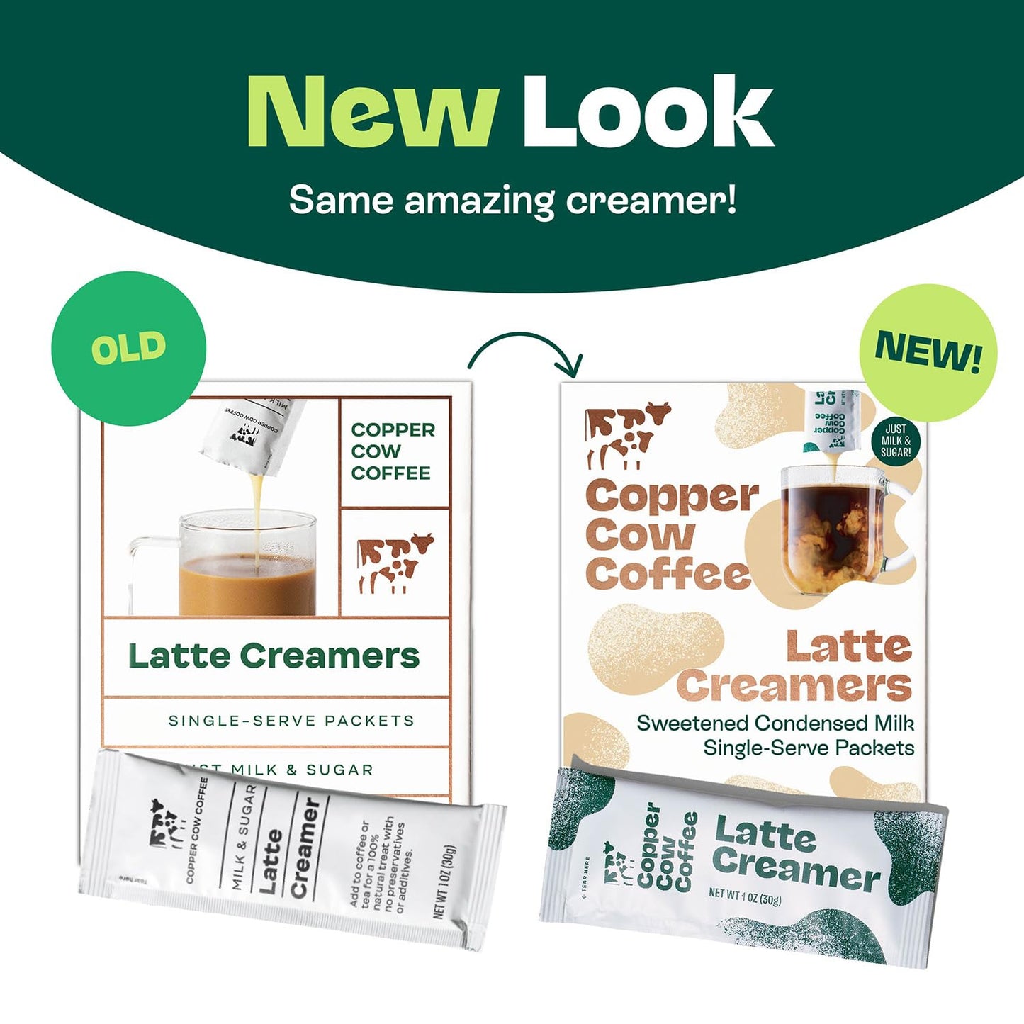 Copper Cow Coffee Sweetened Condensed Milk Coffee Creamer Singles (8 pack) | Vietnamese Inspired Coffee Creamer, All Natural Creamer Packets for Pour Overs & Lattes | No Refrigeration Needed