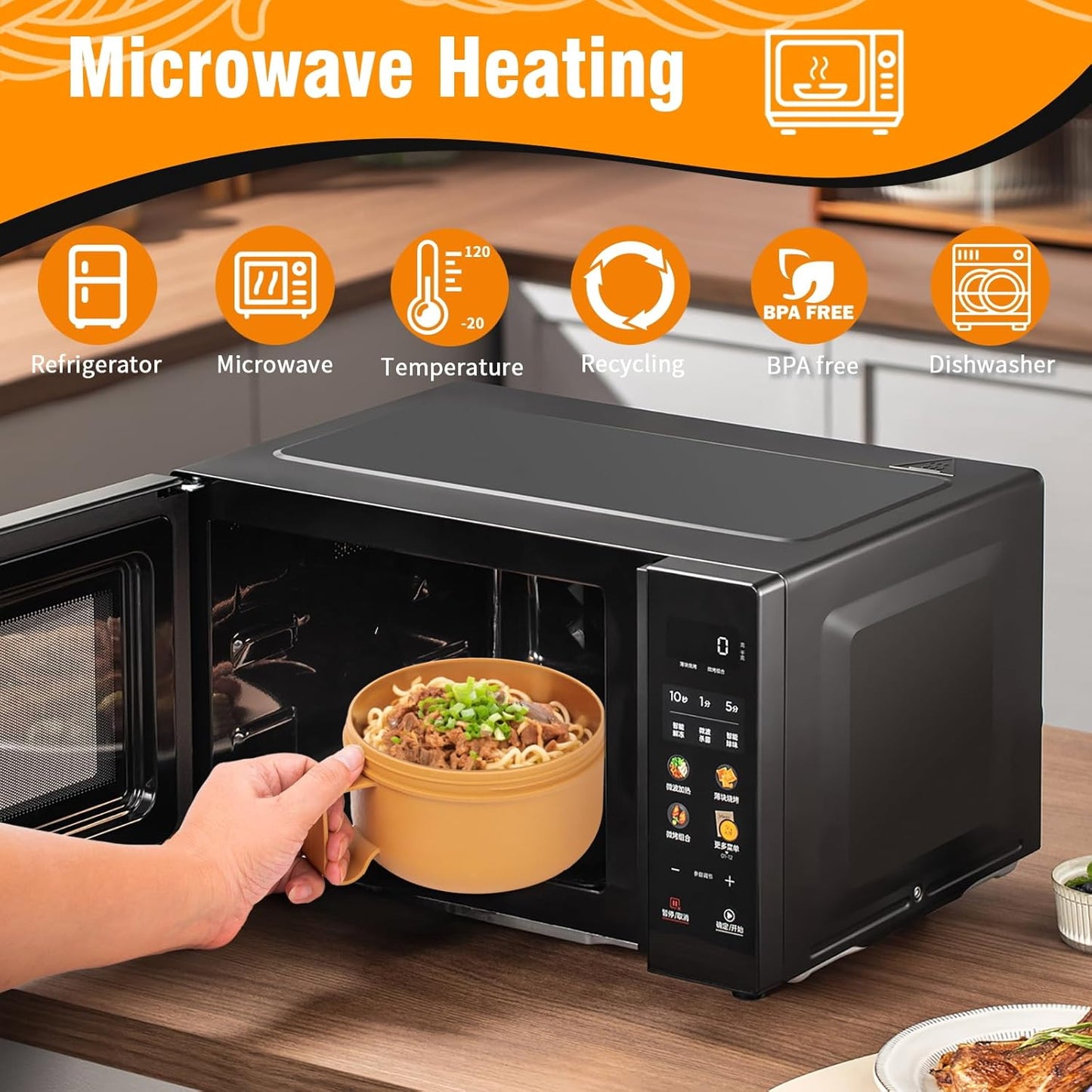 Microwave Bowl with Lids,Ramen Bowl,28oz Microwave Soup Mugs with Handles,for Soup and Instant Noodles,Oatmeal, Gumbo, Salad, College Dorm Room Essentials for Girls for Boys Apartment Essentials