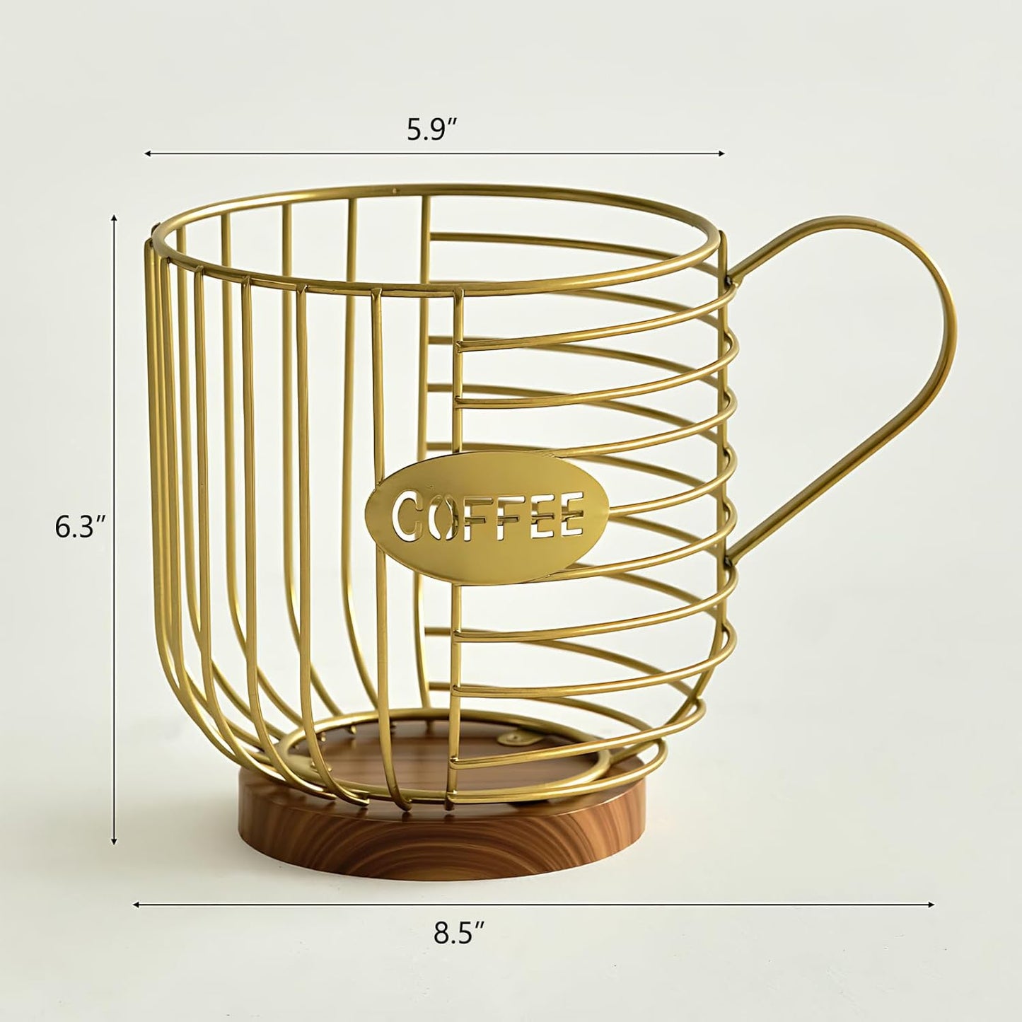 Coffee Pod Holder,Bar Accessories - Espresso Pod Holder - Large Capacity Black Wire Coffee Basket With Wooden Base