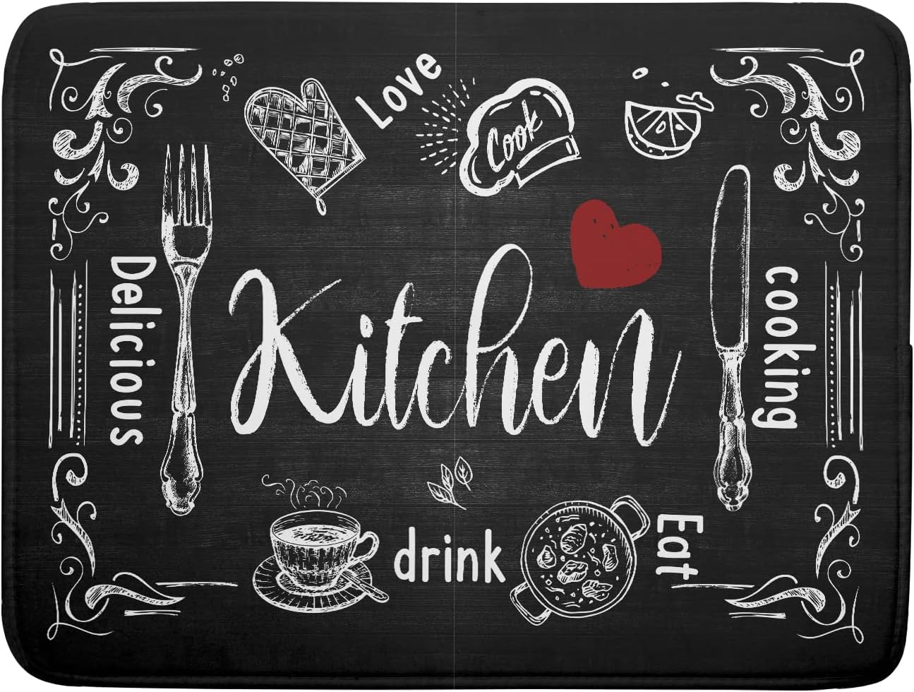 Dish Drying Mats for Kitchen Counter 16 x 18 Inch, Kitchen Drying Mat,Black Coffee Bar Dishes Pad Dish Drainer Rack Mats Absorbent Fast Dry Kitchen Accessories