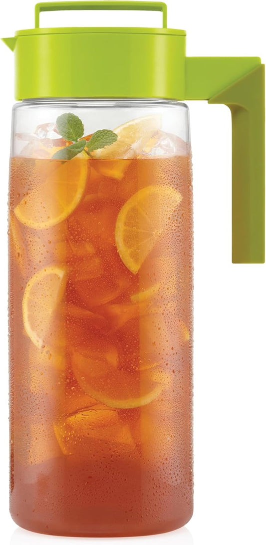 Takeya Airtight Pitcher - Everyday-Use Airtight Pitcher for Iced Tea & More - Clear Pitcher with Lid - Lightweight Kitchen Essential - Spill-Proof & Durable Kitchenware - 2 Quart, Avocado