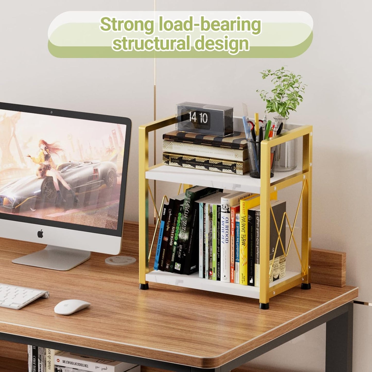 Aduanbang Coffee Bar Accessories Organizer, 2 Tier Wooden Kitchen Counter Shelf, Coffee Organizer Station for Countertop, Condiment Rack for Mugs, Cups, Cream, Syrup