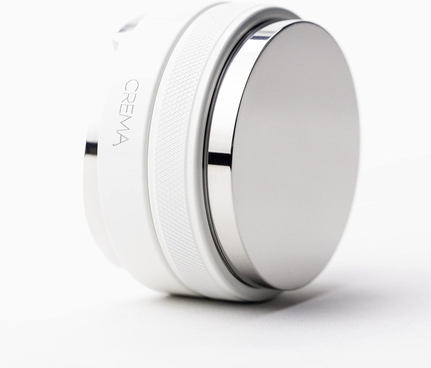 Crema Coffee Products 53.3mm Hand Tamper & Coffee Distributor | Compatible with Breville Portafilters | Double-Sided, Adjustable Depth Tool | Made with Durable 304 Stainless Steel | White