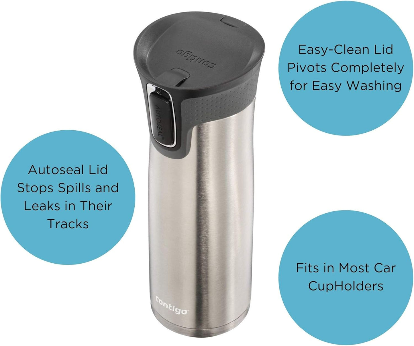 Contigo West Loop Stainless Steel Travel Mug with AUTOSEAL Lid, 24oz., Stainless Steel