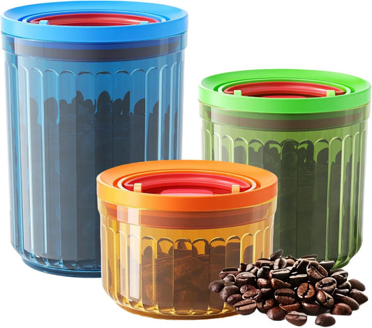 Small Sugar Tea Coffee Canister Container Set Airtight Storage Containers for Coffee Beans Patented Pull Snap Lock with Lids BPA Free Plastic 10/17/24oz