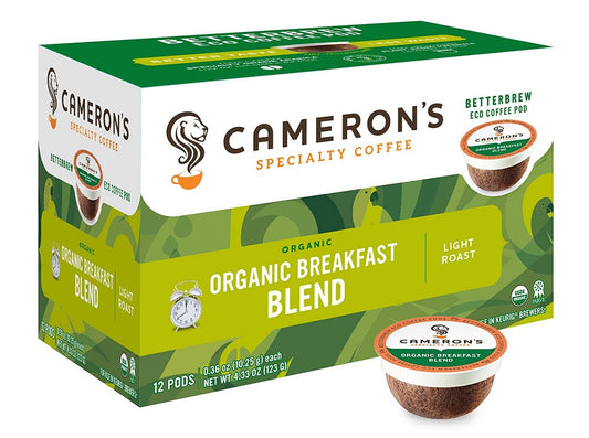 Cameron's Coffee Organic Breakfast Blend Single Serve Pods, 12 Count, 4.33 Ounce (Pack of 6)