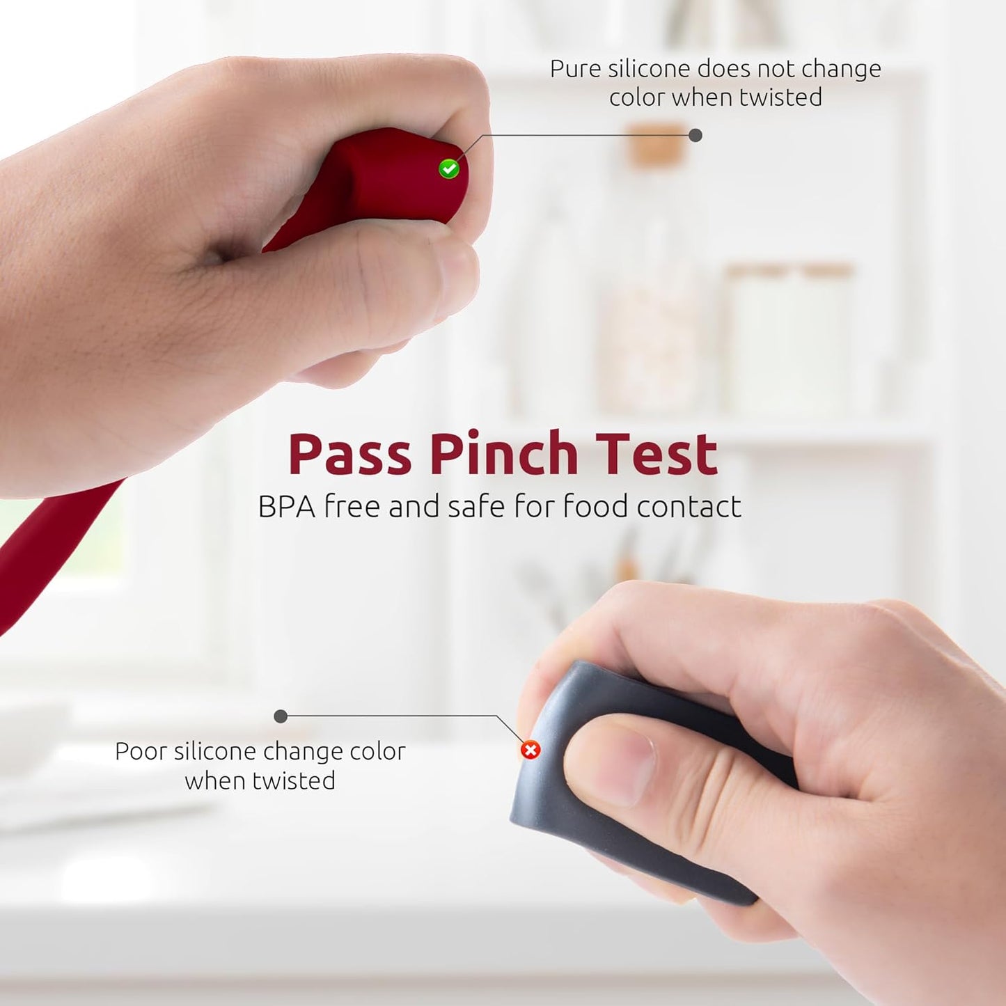 U-Taste Skinny Silicone Jar Spatula: 600ºF Heat-Resistant Food-Grade 10in Long Narrow Sourdough Stirring Stick, Seamless Flexible Peanut Butter Spreader for Scraping Icing Bread Cream, Jam (Red)