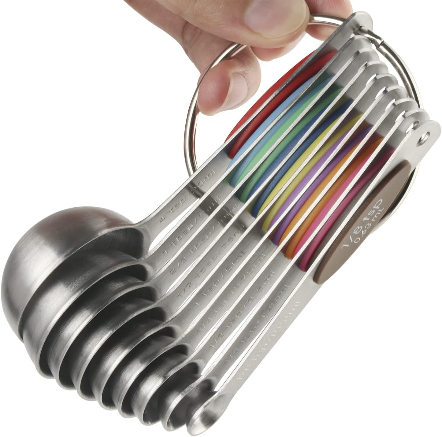 Magnetic Measuring Spoons Set of 9 Stainless Steel Stackable Measuring Spoons Heavy Duty Nesting Teaspoons Tablespoons for Measuring Dry and Liquid Ingredients