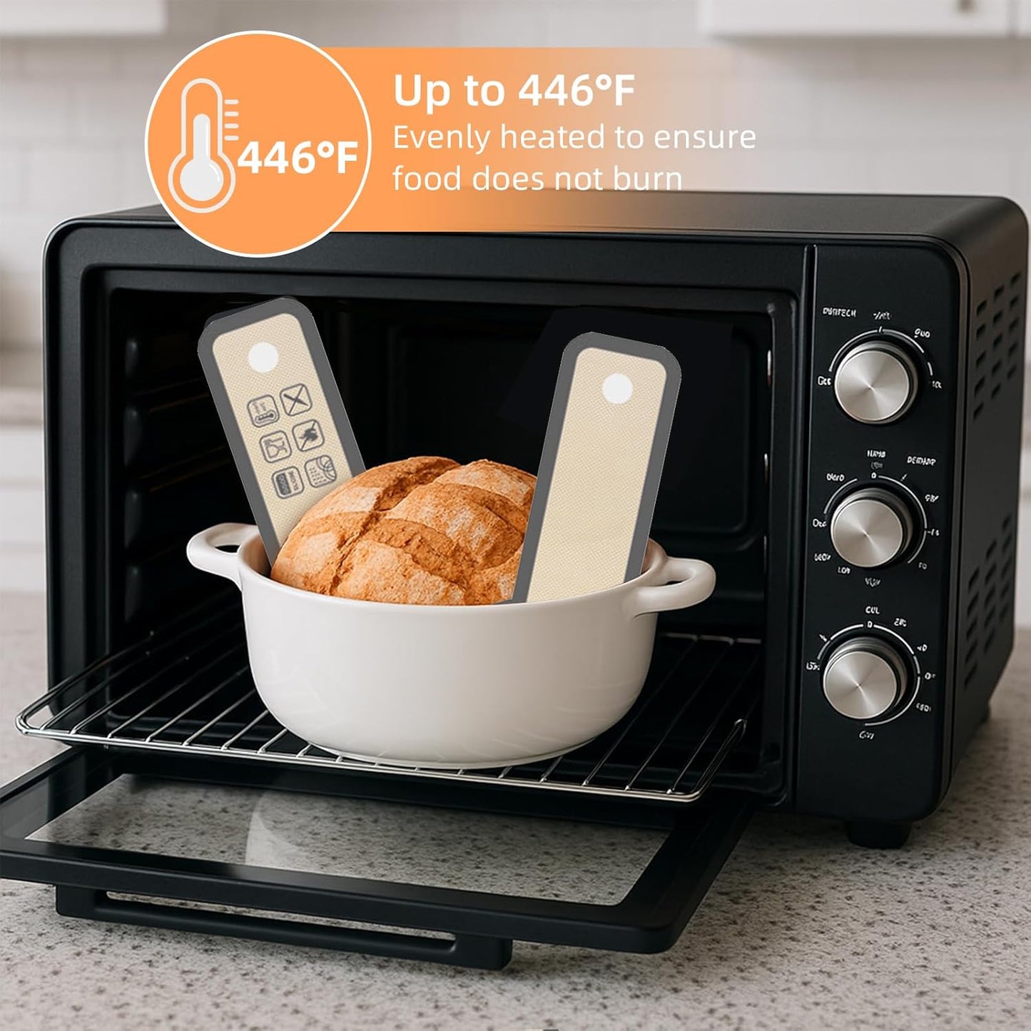 Silicone Bread Sling for Dutch Oven Baking, 2 PCS Easy Clean and Reusable Sourdough Silicone Baking Mat with Long Handles, Non Stick, Easy to Transfer Sourdough Bread, Grey