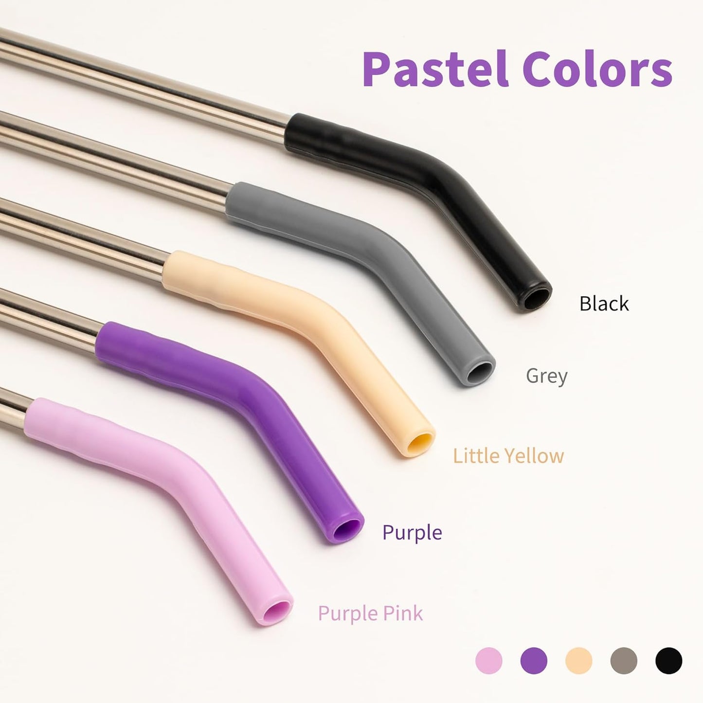 40 oz Metal Straw for Stanley Cup,Simple Modern, Meoky Tumbler, 5 Pcs Reusable Stainless Steel Straws with Silicone Tip, Replacement Straws for 40oz Tumblers, Cleaning Brush, 1 Portable Bag