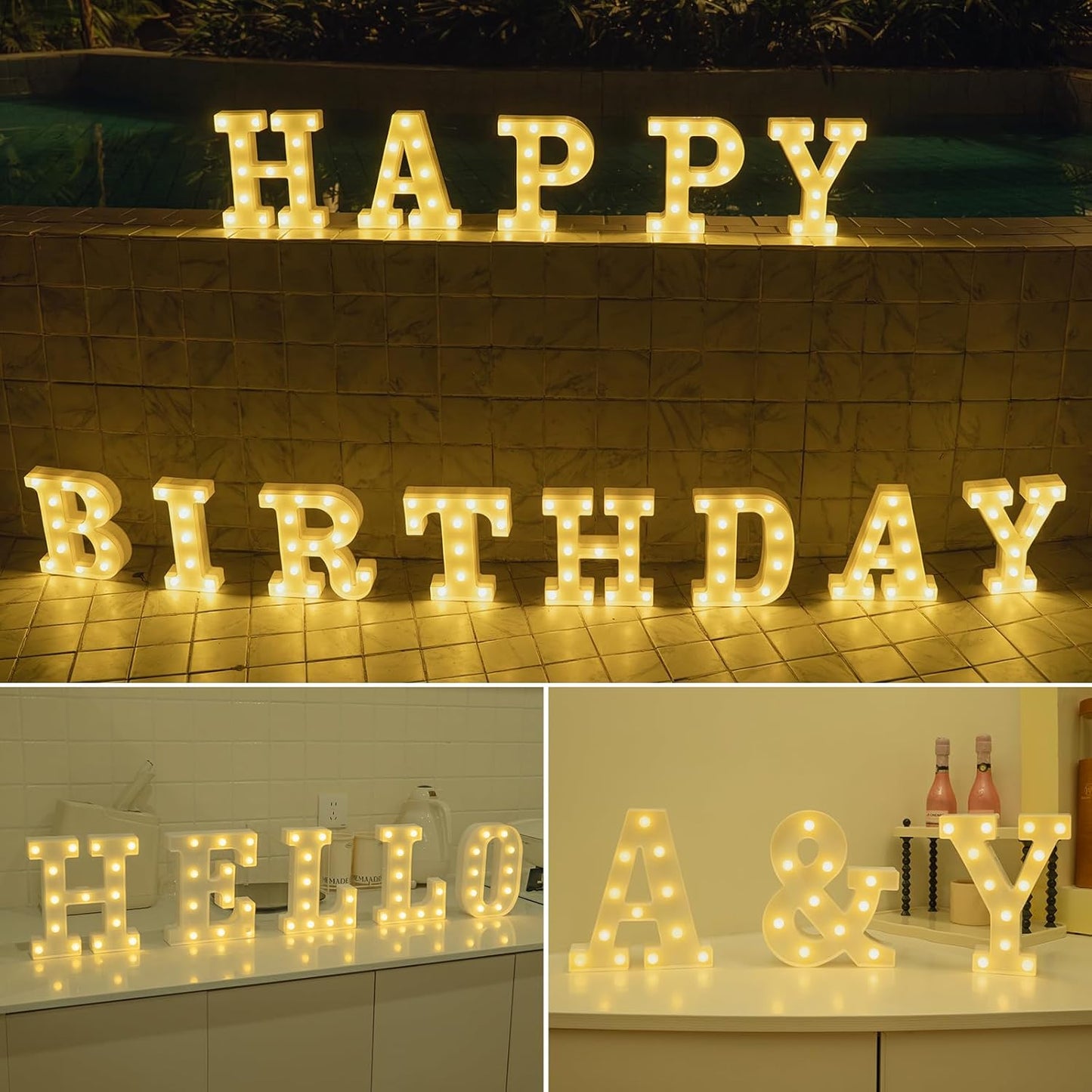 Foaky LED Letter Lights Sign Marquee Light Up Letters Sign for Night Light Wedding/Birthday Party Battery Powered Christmas Lamp Home Bar Decoration(I)