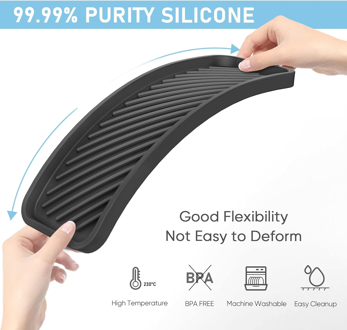 EG-SIPRO Kitchen Sink Organizer Tray,Sponge Holder for Kitchen Sink Bathroom Counter Tray Sponge Caddy Silicone Soap Holder for Soap dispenser, Bottle, Dishwashing Accessories(2-pack)