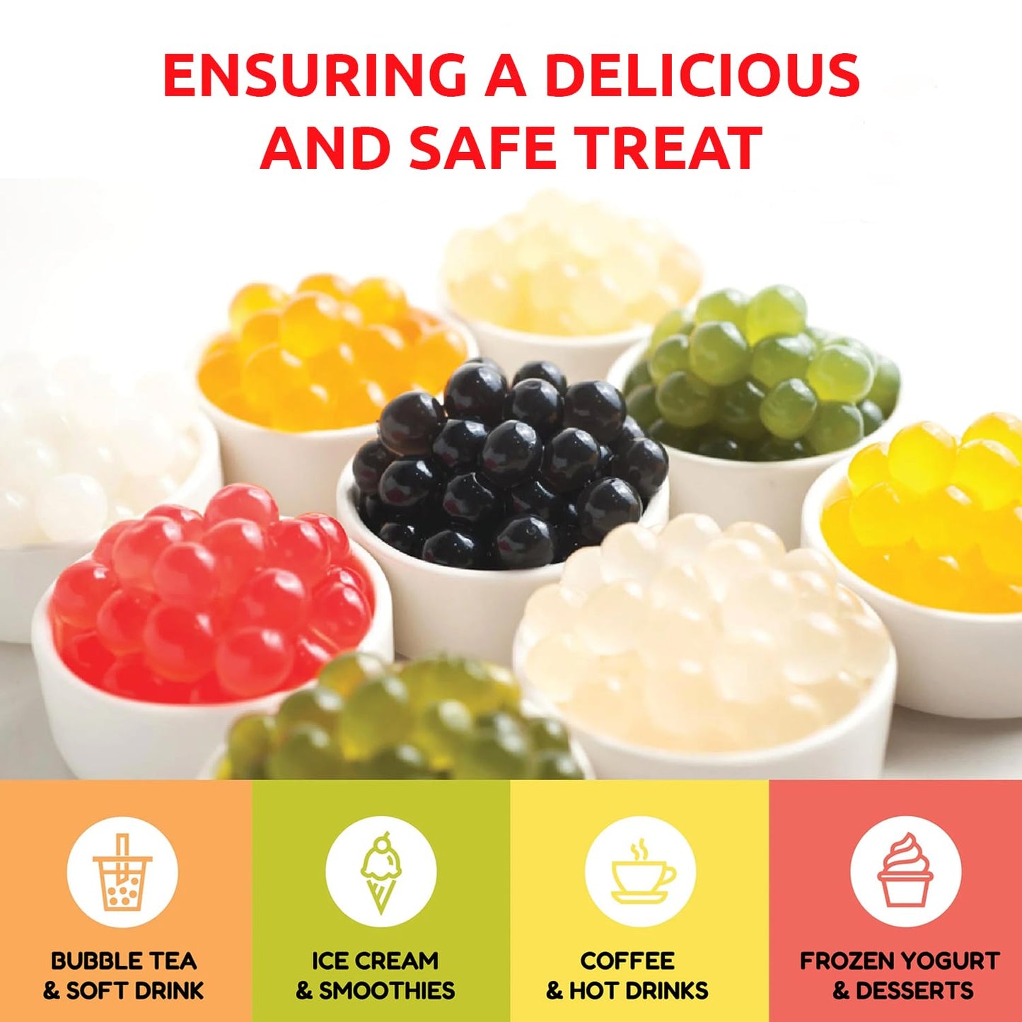 Fanale Brown sugar Popping Boba Pearls, Vegan, Non GMO, Gluten Free, Fat Free, Perfect for Bubble Tea, Smoothies, Ice Cream, Desserts, and Beverages