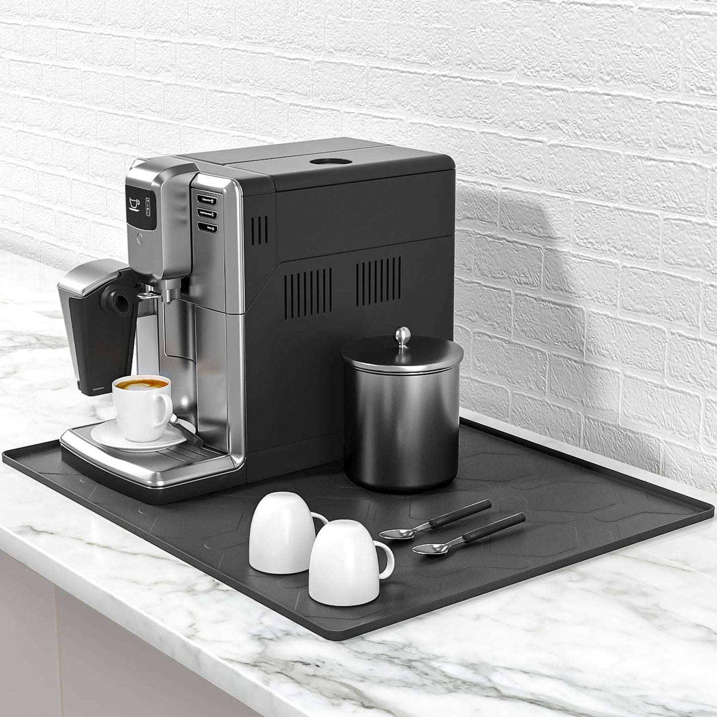 17.7"x14" Silicone Coffee Bar Mat, Non-Slip Hot Pad, Countertop Protector for Air Fryers, Microwaves, Coffee Makers, Compatible with Ninja, Cosori, Chefman, Toshiba