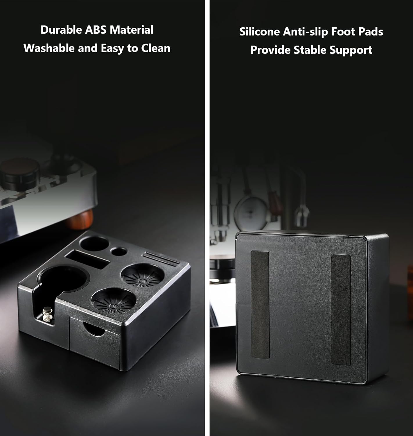 Coffee Tamper Mat Silicone Corner Tamping Mat (Coffee Tamping Station Black)