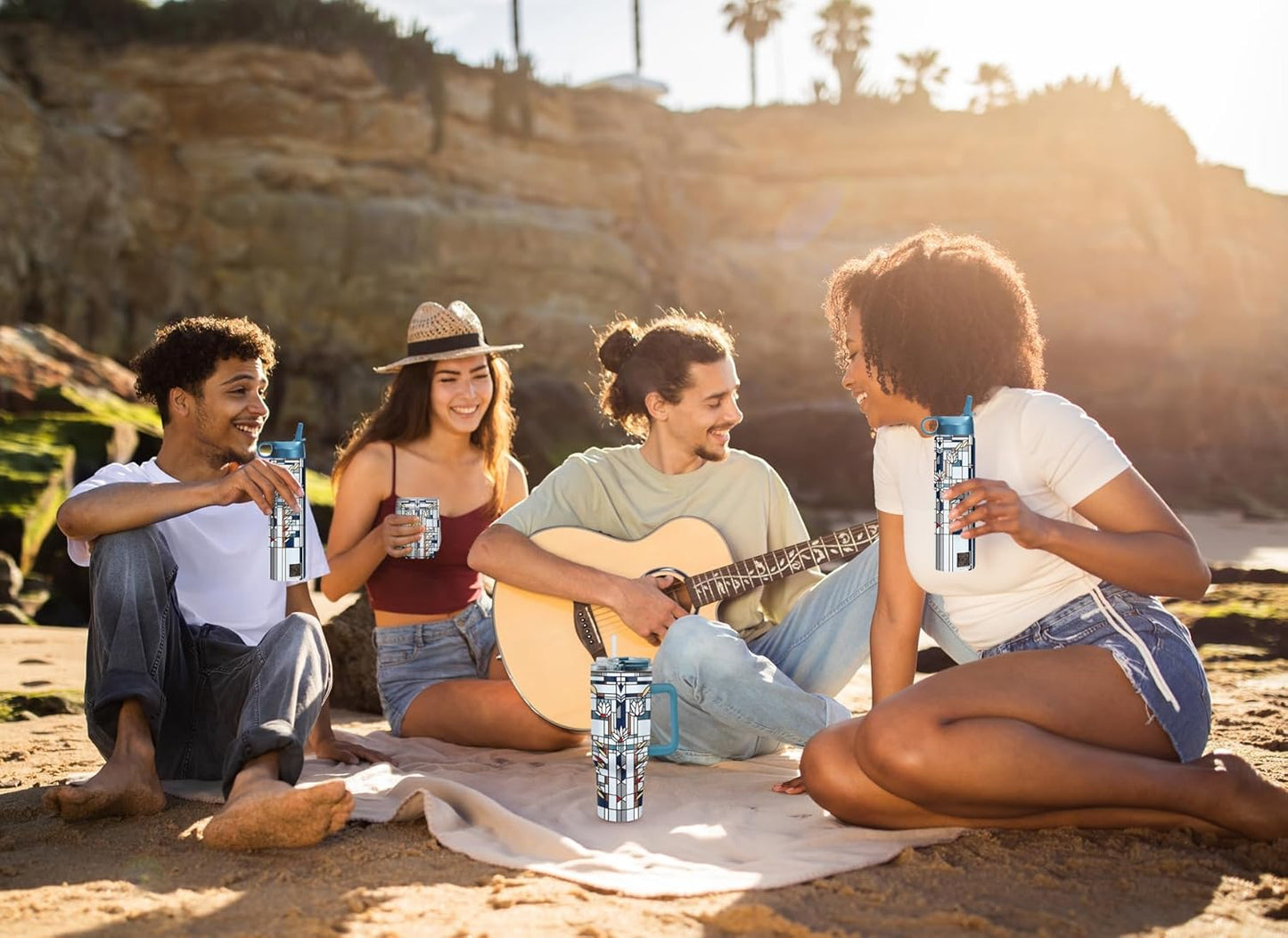 RainCaper 18/8 Stainless Steel Insulated Water Tumbler with Straw | 30oz, BPA-Free, Double Wall for Hot & Cold | Travel-Friendly, Cup Holder Ready (Frank Lloyd Wright Waterlilies)