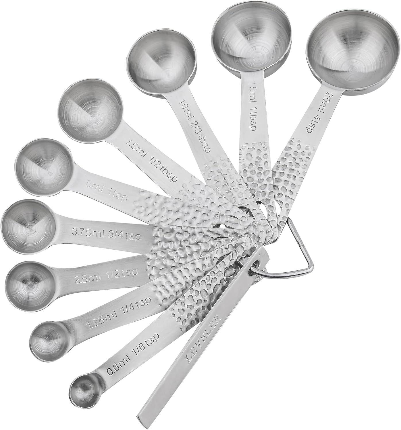 Measuring Cups and Spoons Set 19, Stainless Steel Measuring Cups and Spoons Set for Baking, Metric &US Metal Kitchen 8 Measuring Cup & 9 Measure Spoon & Equivalents & Leveler Set