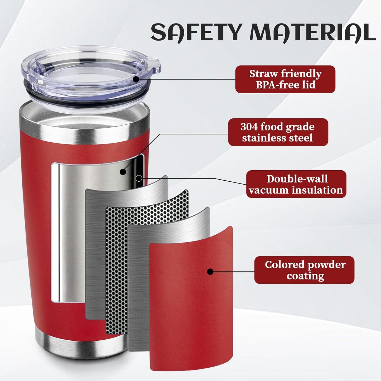 StarSpeed 20oz Tumbler Bulk with Lid, Stainless Steel Insulated Tumblers Double Wall Vacuum Insulated Travel Mug, Powder Coated Coffee Cups for Hot and Cold Drinks(Wine Red,6)