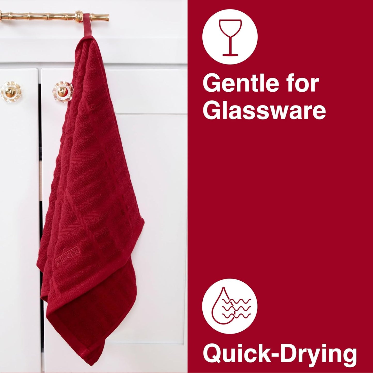 All-Clad Solid Kitchen Towels: Highly Absorbent, Super Soft Long Lasting - 100% Cotton, 17"x30" Tea Towels for Cleaning & Drying Dishes, Pans, Glassware, or Countertops, (2-Pack), Chili