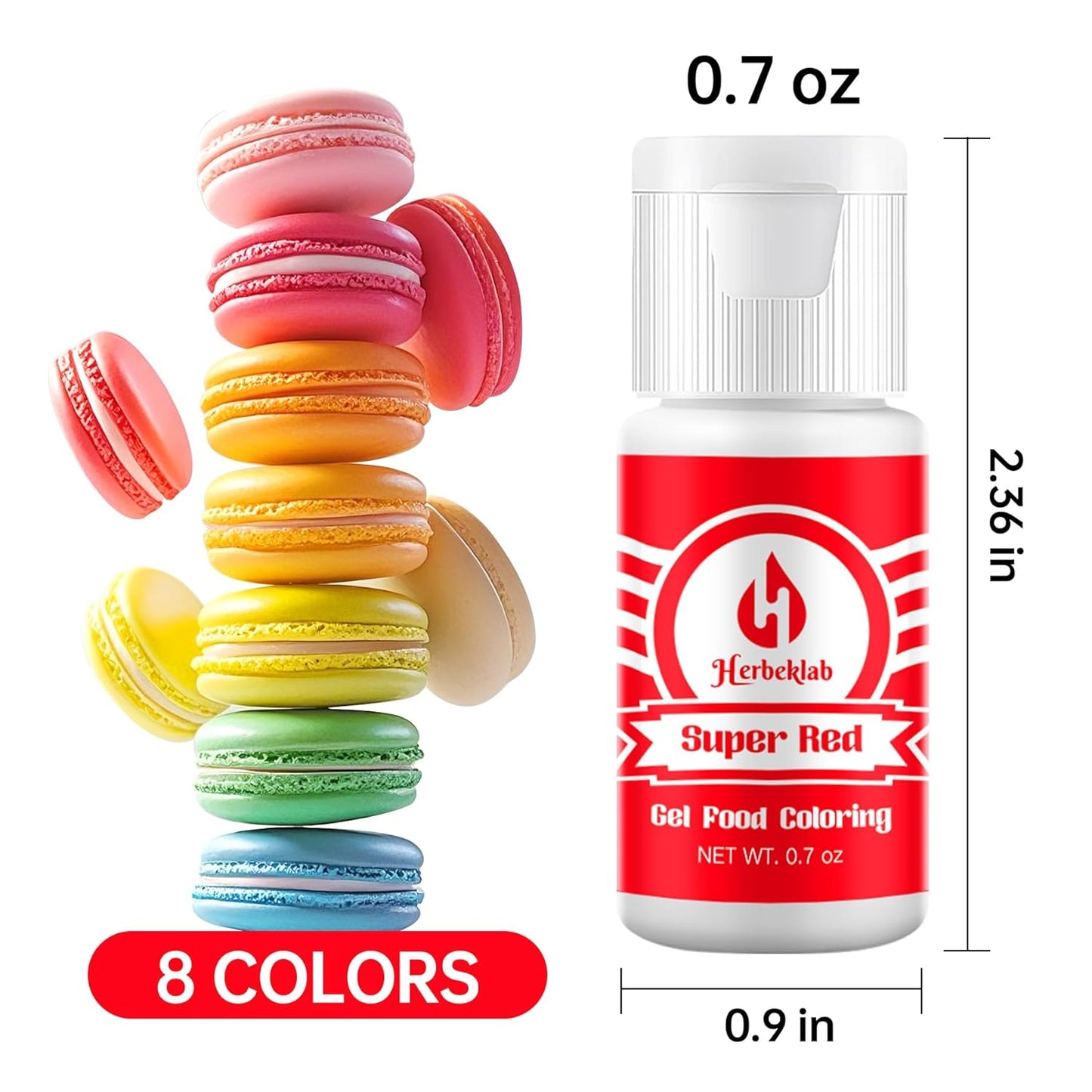 Gel Food Coloring 8 Colors x 0.7 oz Concentrated Gel Based Food Dye Vibrant Icing Colors Neon Food Coloring for Baking Cake Decorating Cookies Fondant