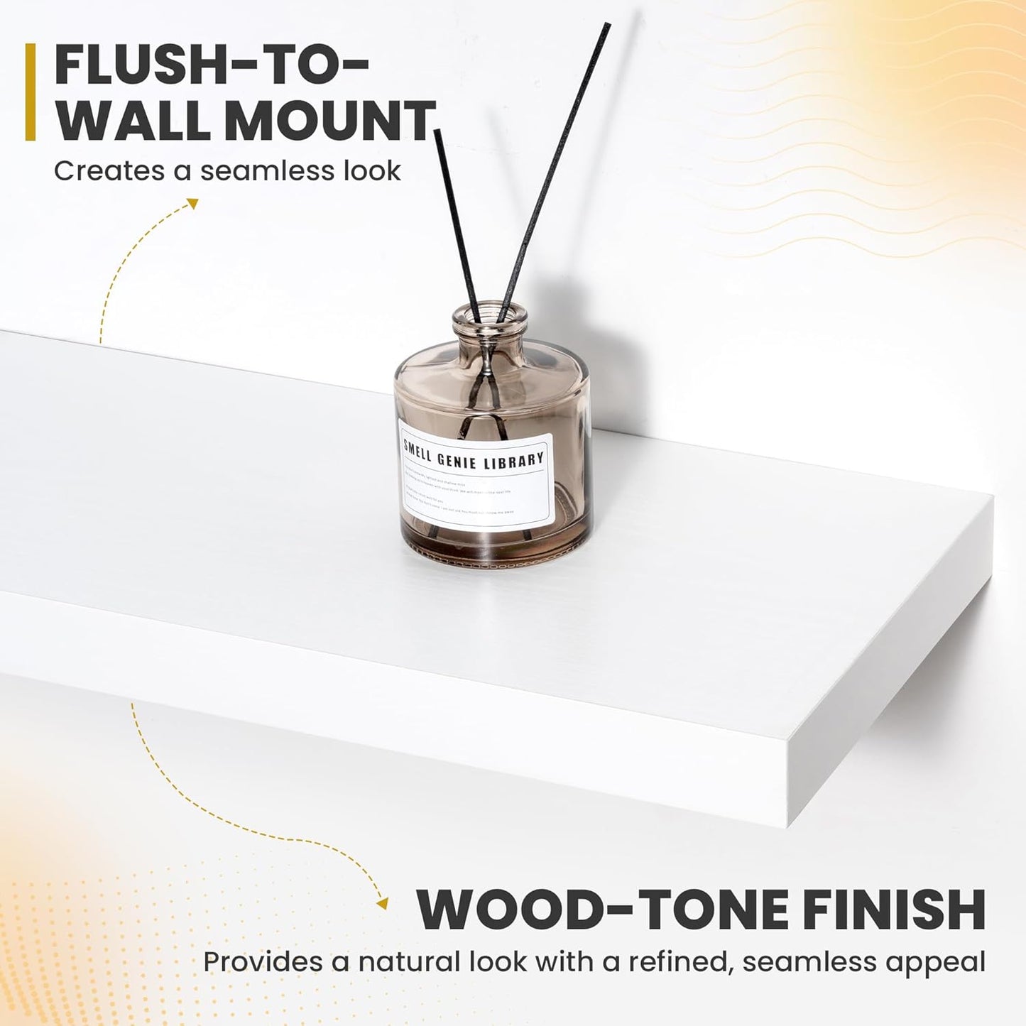 40 Inch Floating Shelves, 9.3" Deep Floating Shelf Wall Mounted, 40" Wall Shelves, Rustic Deep Bookshelf, Large Display Shelves & Storage Shelves for Bedroom, Living Room, White, Set of 2