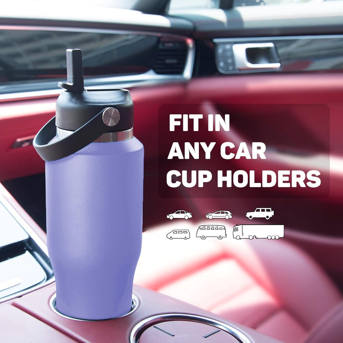 40oz Insulated Water Bottle Keep Cold 24h&Hot 12h, Double Wall Vacuum Insulated Water Bottles with Straw/Spout Lid, Stainless Steel Water Bottles that Fit in Any Car Cup Holder, Leak-proof